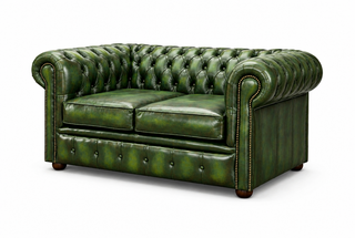 Antique Green Chesterfield Tudor 2-Seater Sofa, three-quarter view