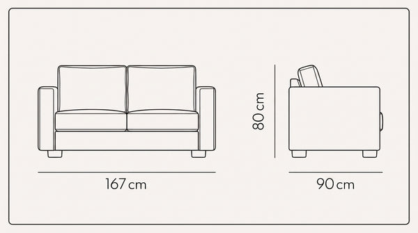 2 Seater dimensions drawing