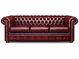 Antique Rosso Chesterfield Tudor 3-Seater Sofa, front view