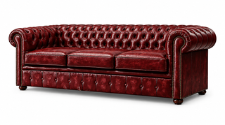 Antique Rosso Chesterfield Tudor 3-Seater Sofa, three-quarter view