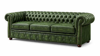 Antique Green Chesterfield Tudor 3-Seater Sofa, three-quarter view