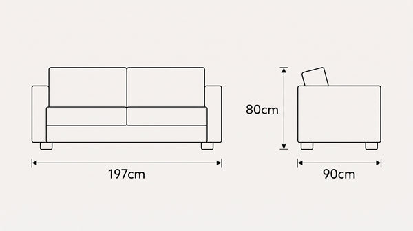 3 Seater dimensions drawing