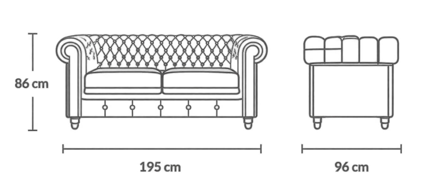 Sofa front and side dimensions