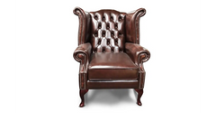 Chesterfield Tudor High-Back Armchair in Antique Brown leather