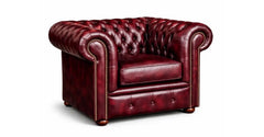 Chesterfield Tudor Low-Back Armchair in Antique Rosso leather