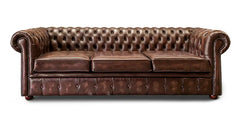 Chesterfield Tudor 4-Seater Sofa in Antique Brown leather