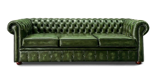 Chesterfield Tudor 4-Seater Sofa in Antique Green leather