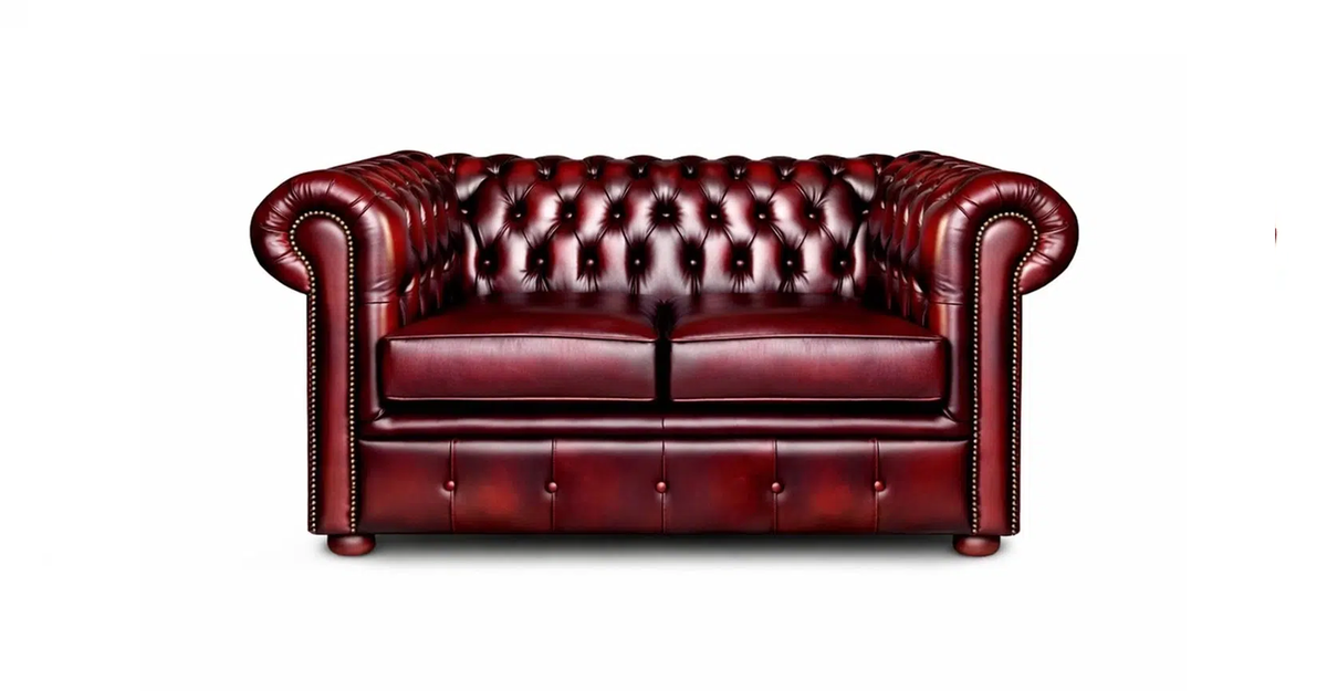 Chesterfield Tudor 2-Seater Sofa in Antique Rosso leather