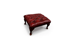Chesterfield Queen Anne Footstool in Antique Rosso leather