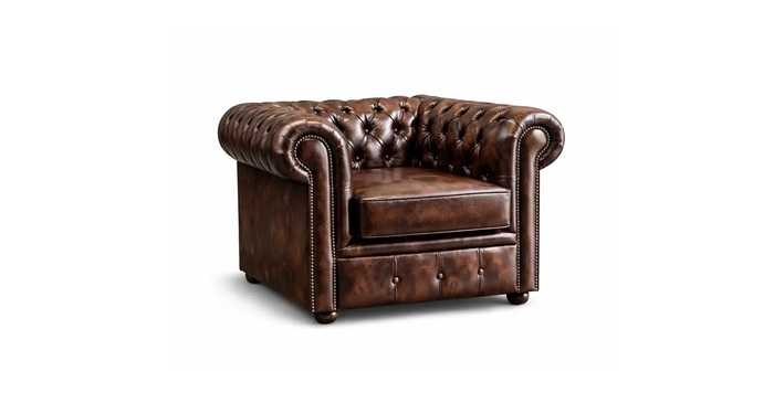 Chesterfield Tudor Low-Back Armchair