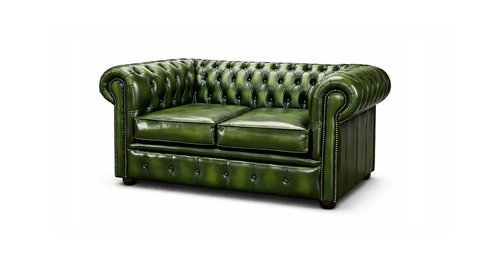 Chesterfield Tudor 2-Seater Sofa in Antique Green leather